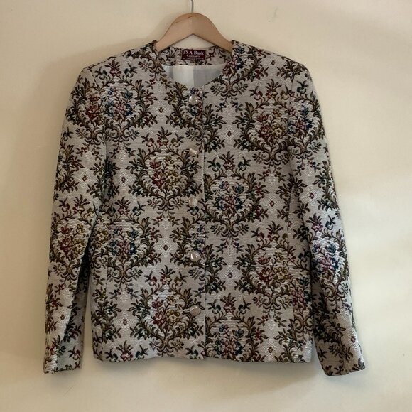 VINTAGE Jos A Bank Tapestry Jacket Womens Size 12 Floral Medallion Print - Picture 1 of 9